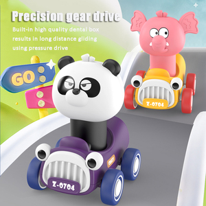 2024 סגנון חדש לחץ בחזרה הזזה צעצוע 360 מעלות סיבוב ראש סיבוב ראש קטן חמוד קריקטורה חיה, ללכת מיני אינרציה מכוניות צעצוע
