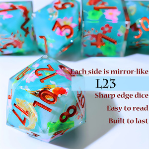 ชุดลูกเต๋า DND แฮนด์เมดดีไซน์ KOI และดอกบัว, ลูกเต๋า RPG polyhedral เรซินสำหรับดันเจี้ยนและ Games-L23กระดานมังกร - Product Image 4