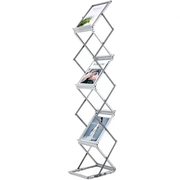 Hot sale Portable and Foldable Literature Exhibition Display Stand Magazine Brochure Display Rack For A4 Size Catalog Stand
