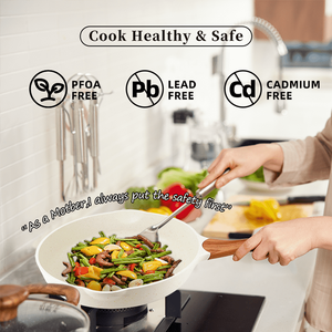 Pentole e padelle Set di pentole in granito antiaderenti in alluminio, padella per wok, pentole per zuppa, Set di pentole, padella con coperchio, manici in legno - Product Image 6