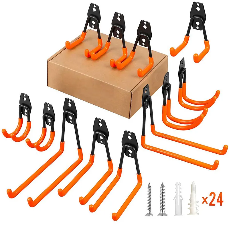 Vendita calda Novelty12Pack grigio arancione ganci per garage Set per impieghi gravosi, attrezzi da parete e articoli vari ganci per Garage in metallo
