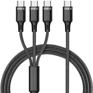2025アップグレード充電USBCケーブル3in1高速シルバー充電コード、携帯電話タブレットと互換性のある3つのType-Cオスポート付き - Product Image 2