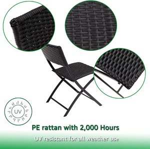 Outdoor <strong>Patio</strong> Bistro Set Wicker <strong>Patio</strong> Furniture Sets with Folding <strong>Patio</strong> Round Table and Chairs for Garden - Product Image 5