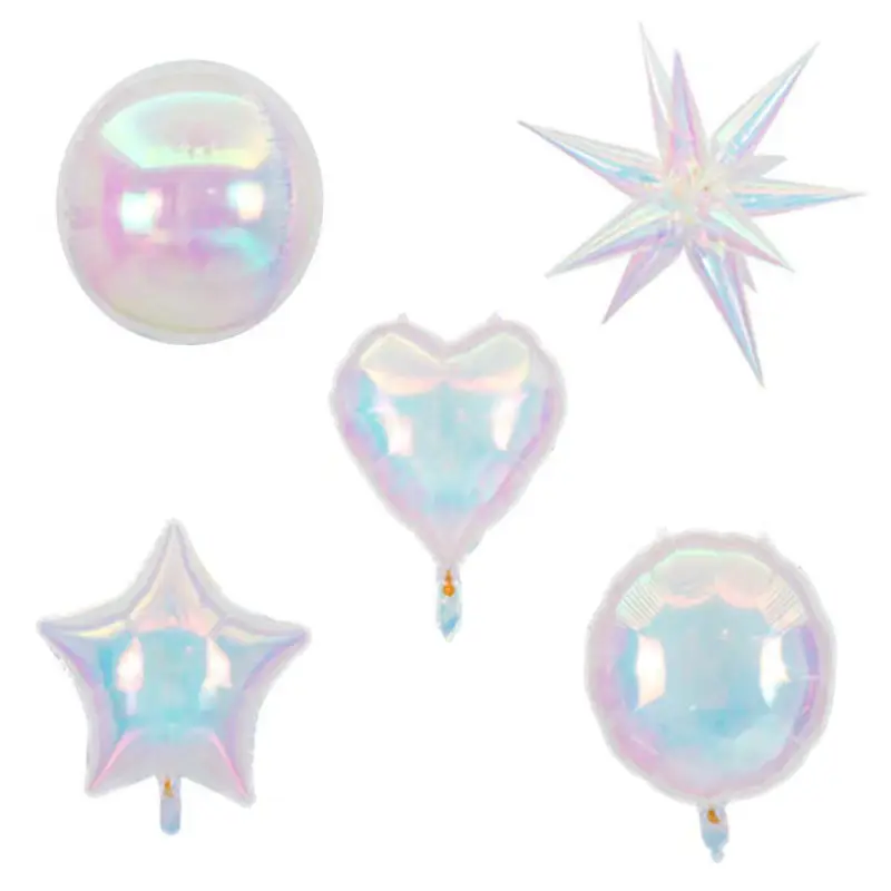 Balon Foil bintang pelangi transparan baru balon bintang ajaib balon kerucut Foil bintang ledakan dekorasi pesta ulang tahun