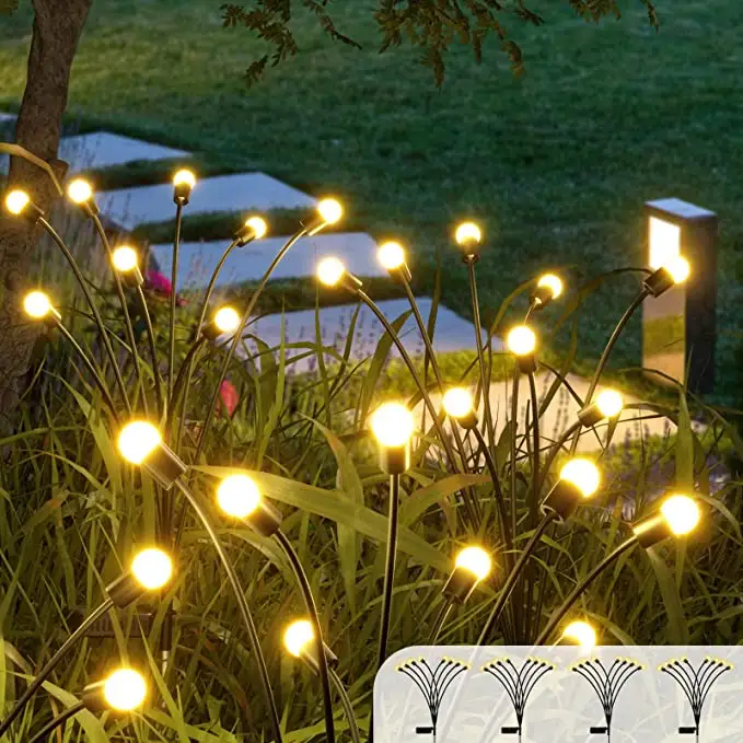 חיצוני עמיד למים שמש גחלילית אורות חצר גן דשא קרקע פאג-ב אורות חג המולד קישוט אורות