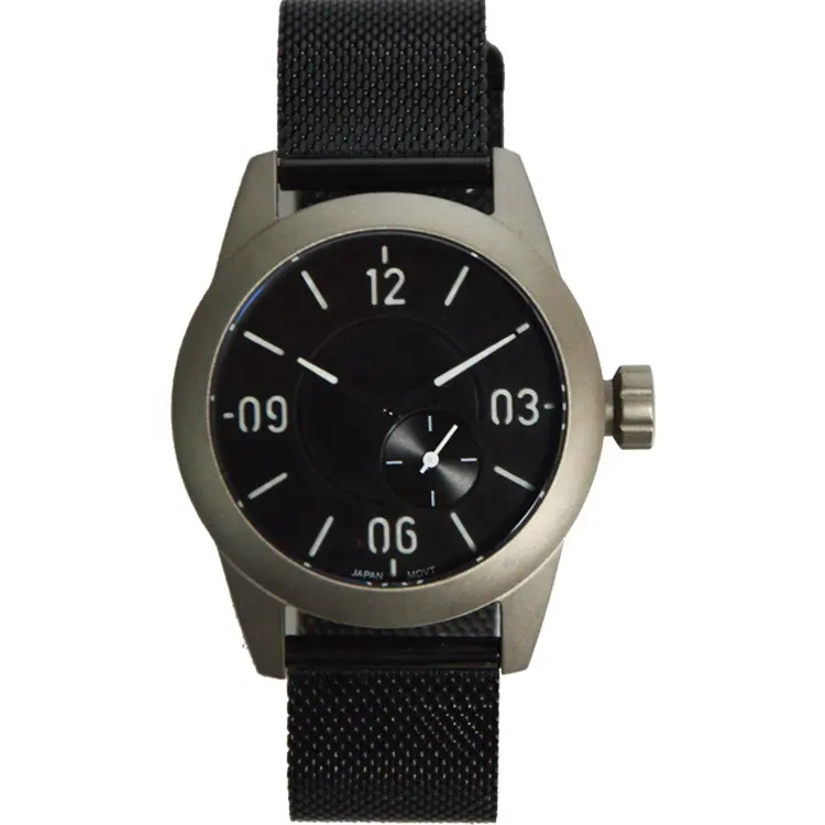 Nouveau design japon miyota chronographe automatique cadran noir montre en titane pour homme
