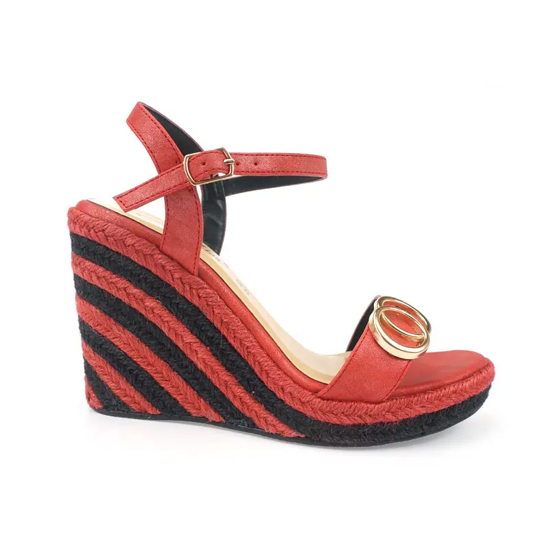सुरुचिपूर्ण कील जूते के साथ महिलाओं के लिए एक विंटेज लुक और पट्टियाँ की तरह में रंग मिश्रण नई डिजाइन गर्मियों में सैंडल Chaussures