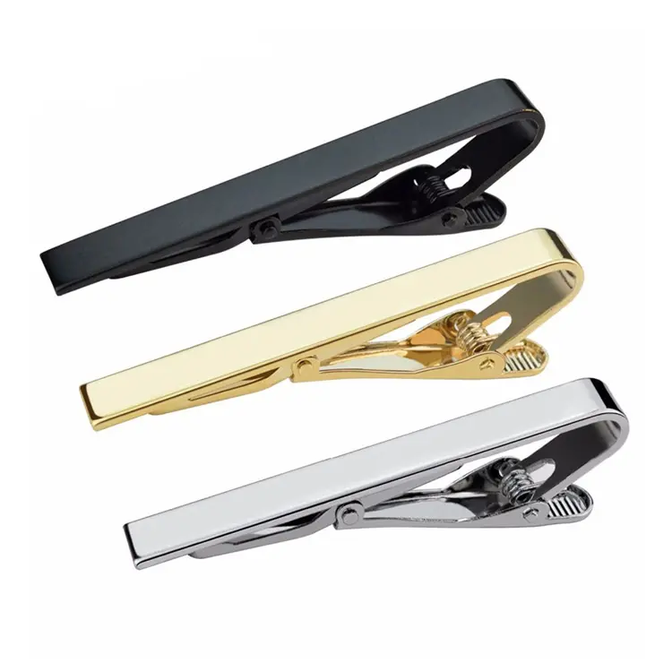 Stile di modo Clip di Legame Per Gli Uomini In Metallo Argento Tono Oro Semplice Bianco Tie Bar Pratico Cravatta Chiusura