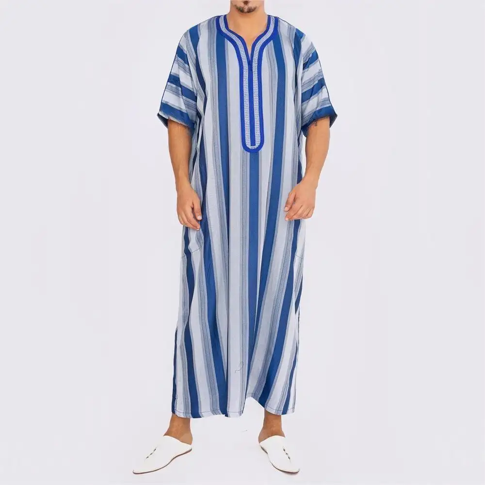 Robe à manches courtes pour hommes nationaux arabes longs musulmans du Moyen-Orient Amazon Europe et États-Unis vêtements grande taille