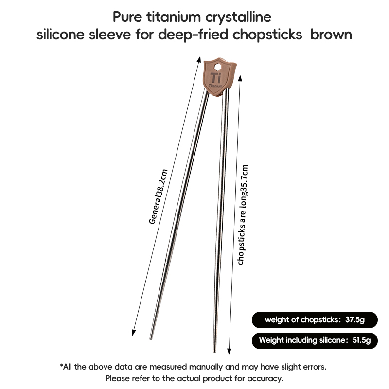 Pure Titanium Chopsticks with Crystal Silicone Sleeve (Brown)