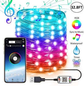 USB гирляндой умная цветная (RGB) светодиодная линейная гирлянда с дистанционным управлением синхронизация музыки APP управление гирлянда на рождественскую елку - Product Image 2