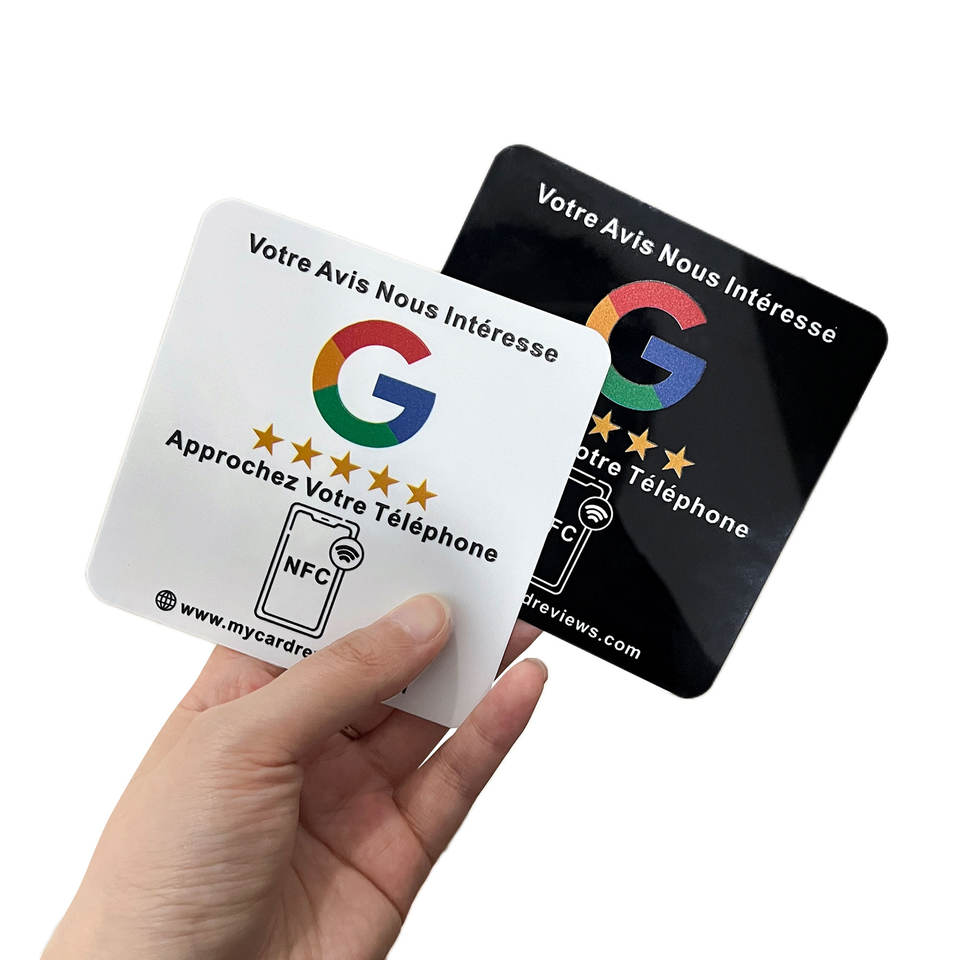 Custom Printed Programmable QR Code NFC RFID Business Card Review Sticker 213 Acrylic Google Avis Google Avis 13.56MHz Frequency