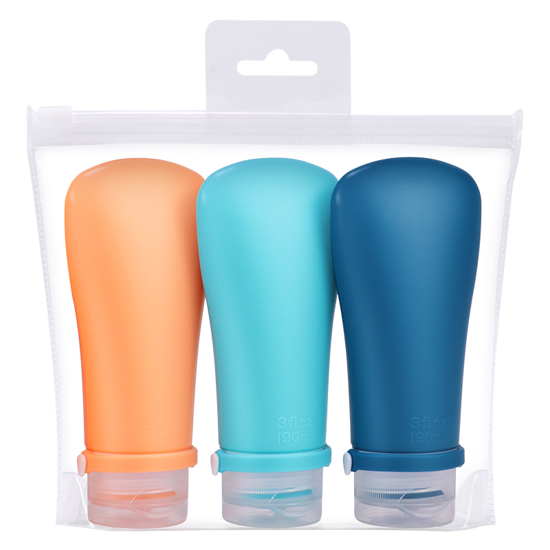 3Pcs 90ml silicone bottles with EVA bag