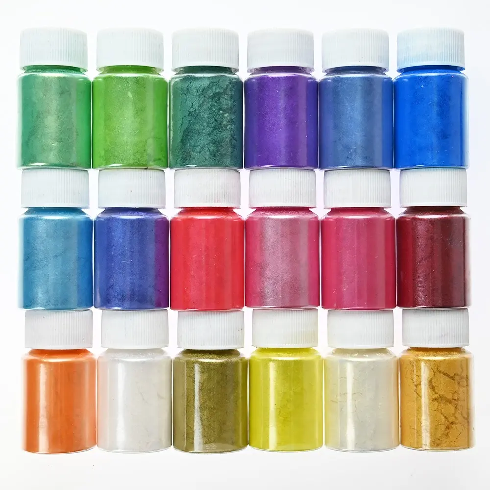 54 colores 20ml polvo de Mica nacarada UV resina epoxi tinte Mica pigmento en polvo Nail Art pigmento relleno para Resina manualidades DIY