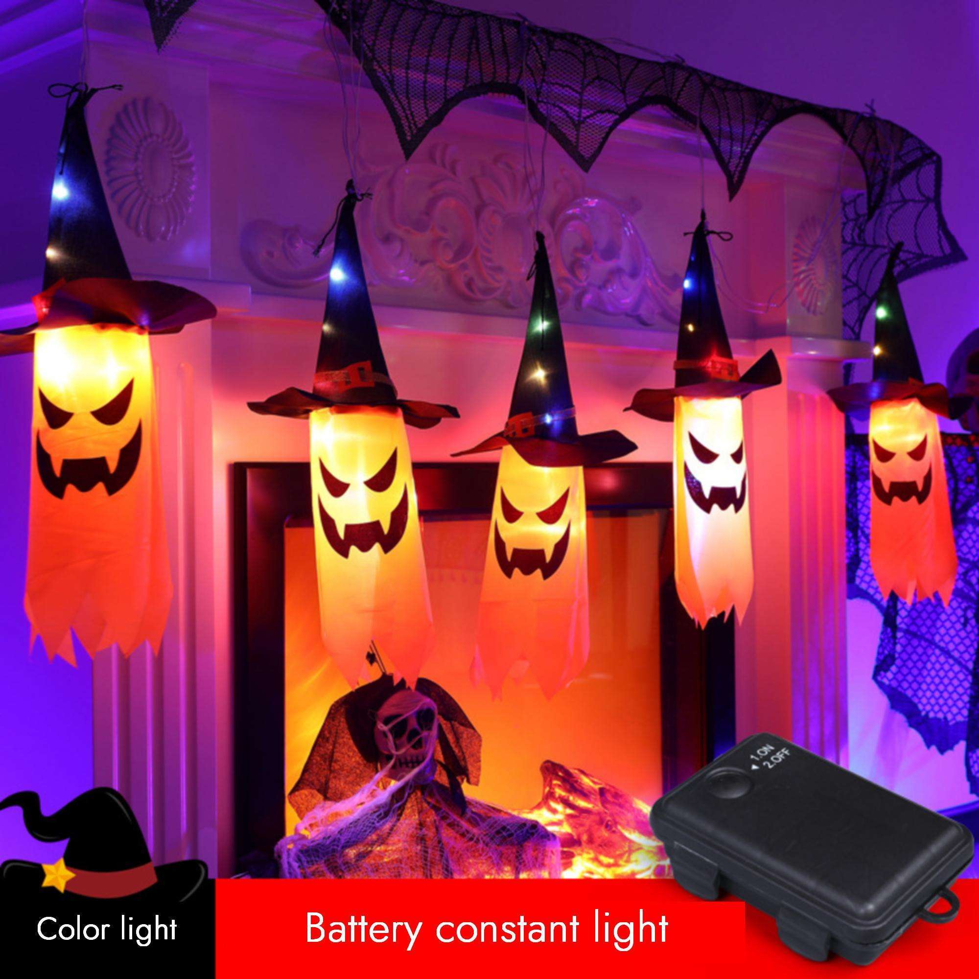 Guirlande lumineuse fantôme chapeau de sorcier 3M (orange)