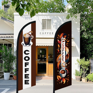لافتة ترويجية خارجية مطبوعة مخصصة للشاطئ ، علم الدعاية والإعلان ، لا يشمل أي عمود المقاهي ، علم ريشة القهوة - Product Image 5