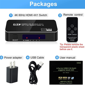 4 in 1 Out 4K HDR HDMI 2.0 Switcher 4X1 4 port 4K 60Hz HDMI Switch HDCP 2.2 HDR10 PS5 Apple TV PS4 için IR uzaktan kumanda ile - Product Image 6
