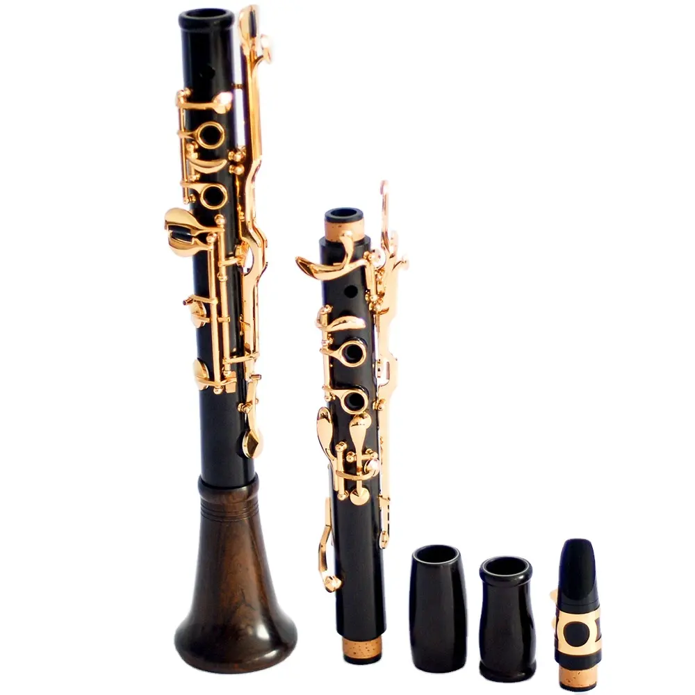 เครื่องดนตรี woodwind เครื่องดนตรีไม้มะเกลือคลาริเน็ต G ชุบทอง18คีย์