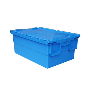Caja de almacenamiento de plástico apilable y anidada con tapa abatible, caja móvil de plástico - Product Image 1