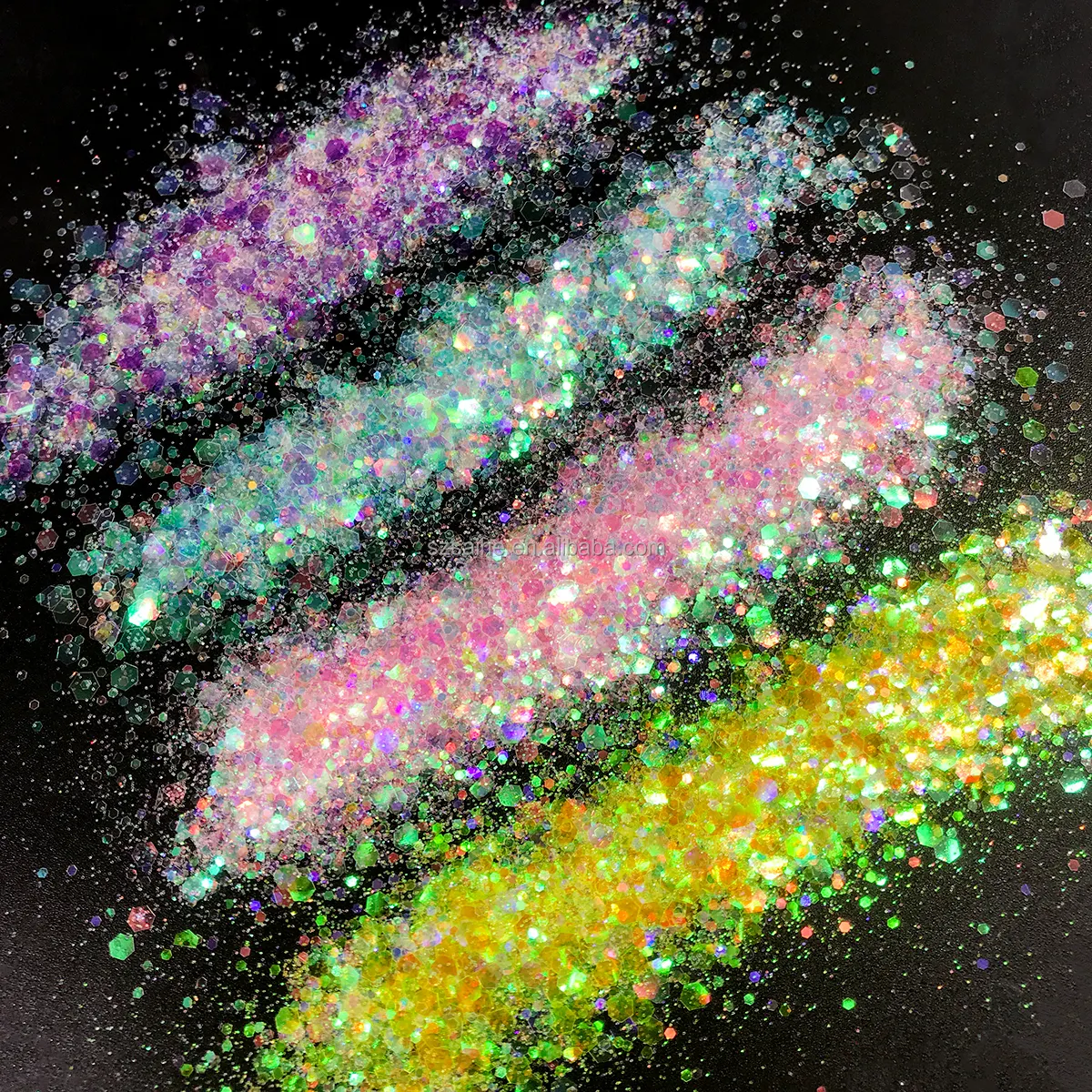 Toplu kozmetik sınıf tıknaz cam Glitter Polyester yanardöner glitter tırnak dekorasyon