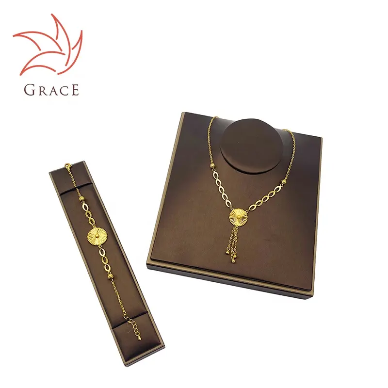 Grace moda kadın son 24K altın kaplama kelebek kolye bilezik takı seti hint takı toptan