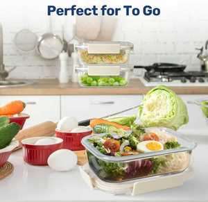 5 <span class=keywords><strong>g</strong></span>ói 22oz cao thủy tinh Borosilicate nhà bếp lưu trữ container PP có nắp đậy + Silicone con dấu kín máy rửa chén lò vi sóng an toàn - Product Image 6