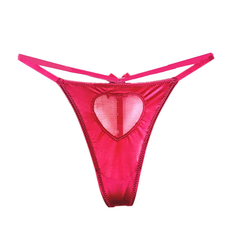 Women Sexy G-String Hollow Out Heart-shaped Embroidery Transparent Underwear Panties Lovely bow Thong Seamless Briefs Lingerie
