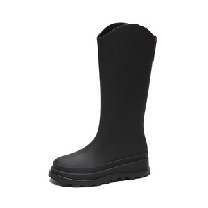 Kadın yüksek Top moda yağmur çizmeleri kaymaz su geçirmez açık sürme uzun çizmeler sonbahar sezon yağmur ayakkabıları kauçuk PVC - Product Image 1