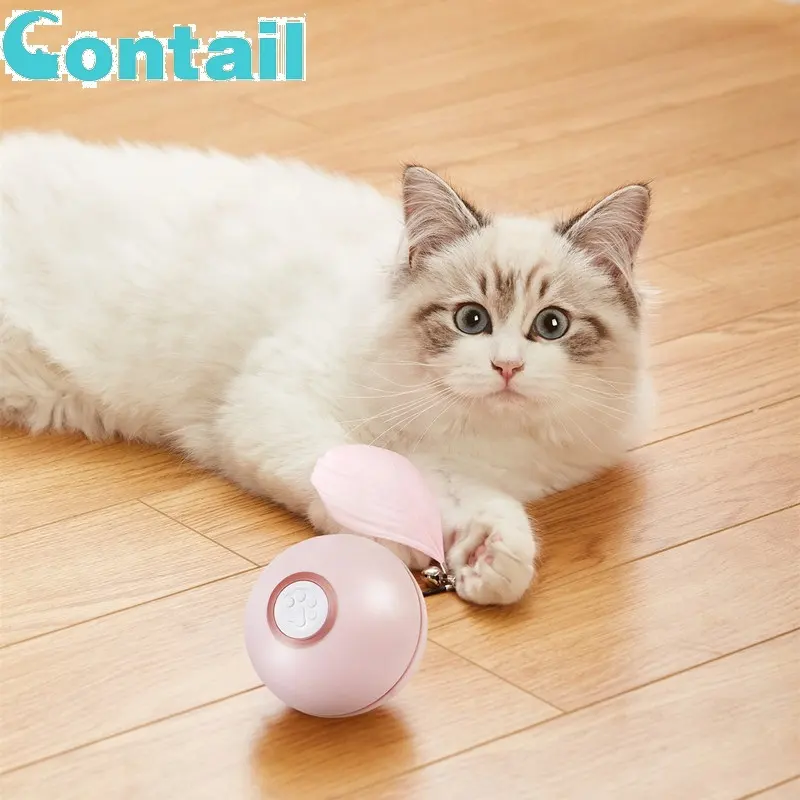 2022 Manufacturer Direct Sale New Rubber Soft Pet Cat Toy, LED Glow Cat Ball USB Charging Smart Cat Toy Electric Rolling Ball