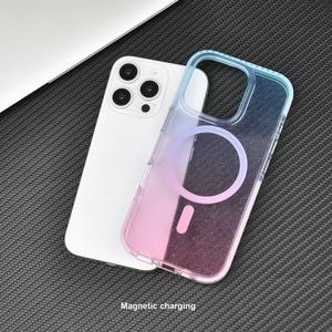IPhone 16/Pro Max IMD durumda şeffaf köpüklü pembe degrade anti-çizik ve manyetik darbeye yeni cep telefonu kılıfı - Product Image 5