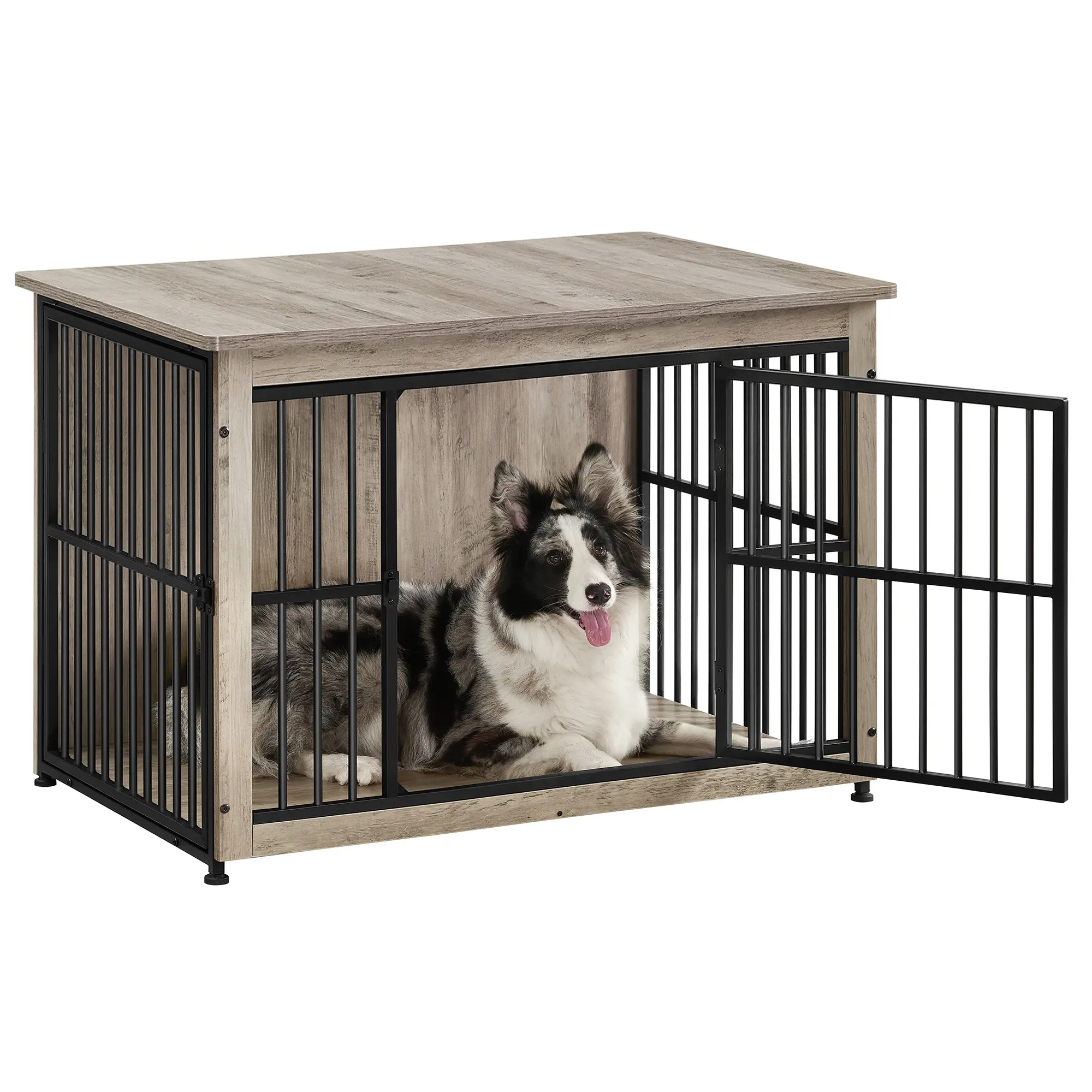 Feandrea vente en gros de meubles de cage pour animaux de compagnie robustes en fil de bois maison intérieur rustique chenil caisses pour chiens pour grands chiens