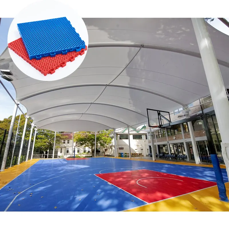 Approvisionnement d'usine PP plastique OEM pas cher tapis épissé terrain de basket extérieur carrelage terrain de basket-ball en plastique