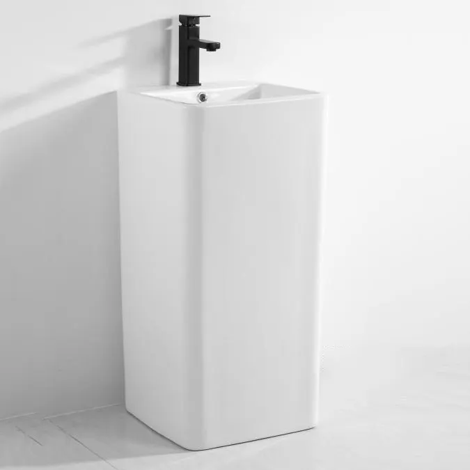 Pedaleira sanitária branca para banheiro, popular, hotel, branco, peça única, cerâmica, lavatório de mão, pia