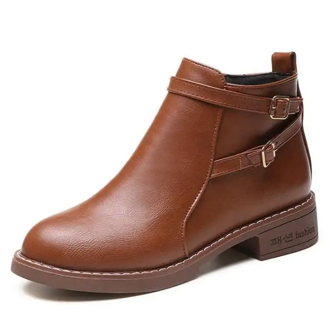 Botas de salto alto femininas, botas de inverno para mulheres, com fivela, casual curta