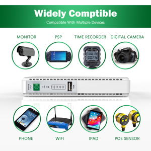 POE2188L Mini DC UPS белый, 21 Вт, 100-240VAC вход, 8800 мАч батарея, несколько DC & USB интерфейсов для устройств POE - Product Image 3