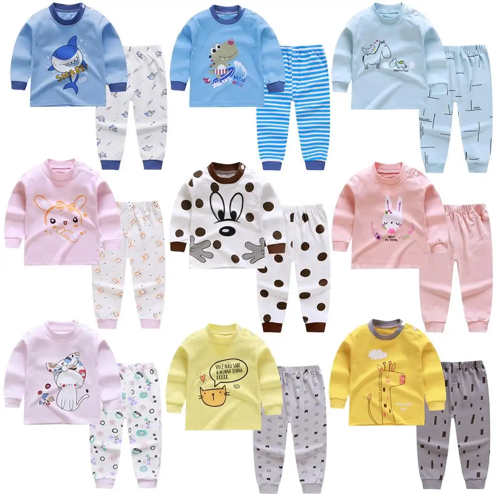 Crianças pijama set Crianças Dos Desenhos Animados sleepwear Meninos Casa pijama meninas algodão doce animal sono terno