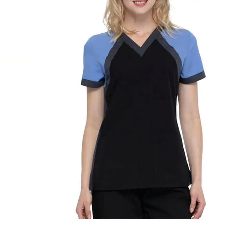 Fashionable high quality Women's Solid Scrub Top Hospital Uniforms Nurse work wear medical scrubs