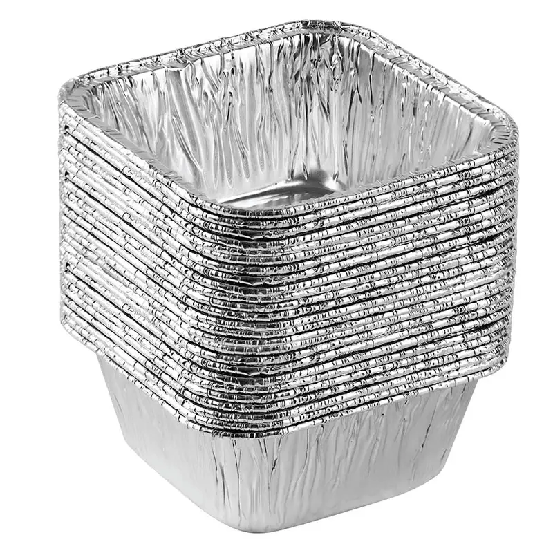 75x75mm 100cc mini petite tasse à dessert carrée plateaux en papier d'aluminium jetables cuisson tasse à gâteau avec couvercle SQ75F yysmallcap