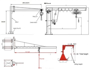 סדנת אוואבולו 360 מעלות ג 'יב חשמלי מנוף קיר רצפה רכוב מנוף מיני הר ג' יב סיפק 150 ק "ג עד 3t - Product Image 6