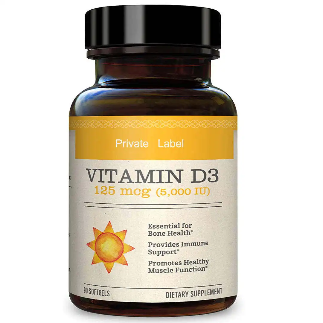 OEM-Großhandel Vitamin D3 Softgel-Kapseln: Unterstützung der Immun-, Herz- & Knochengesundheit  Vitamin D3-Supplement 5000 IE