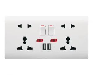Panel de enchufe de pared Yaki British Standard Enchufe White Single Gang con puertos USB duales y interruptor 13A Salida multifuncional - Product Image 4