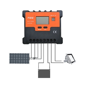 10A/20A/30A/40A/50A/60A PWM контроллер солнечного заряда 12V/24V солнечный регулятор PWM зарядное устройство ЖК-дисплей двойной USB - Product Image 5