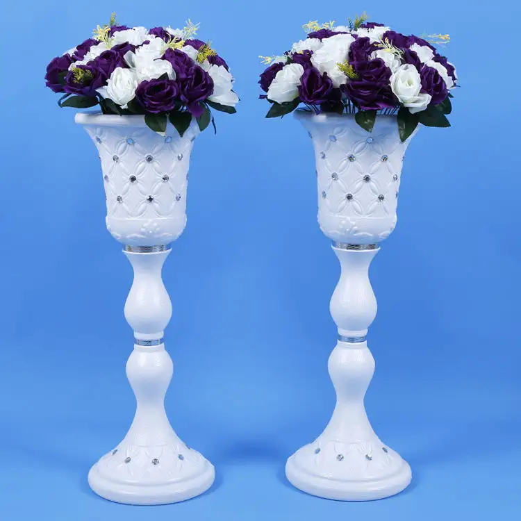 Vase à fleurs en forme De trompette et diamant, grand Vase blanc et moderne pour mariages, décoration pour fête De mariage, pièces