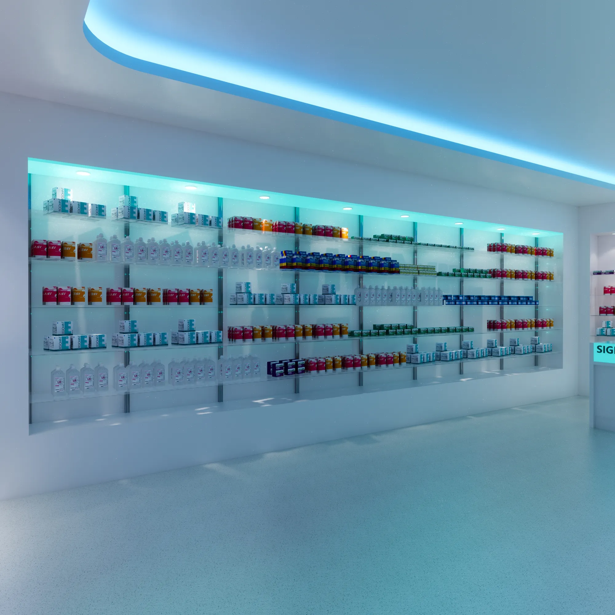 Exquixiite farmacia mobili in legno espositore illuminazione Led Display armadietto medicina vetrina per il Design del negozio