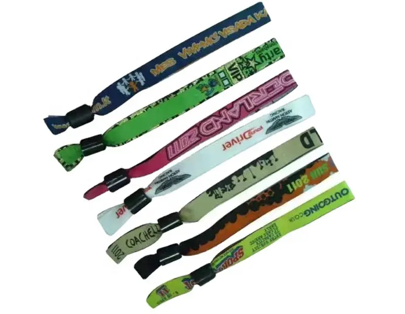 Custom Ribbon Bracelets SublimationIm Printed Logo Wristbands Personalized Wristbands in Woven Polyester Fabric for Events