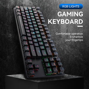 Teclado mecánico con diseño ruso, caja personalizada, interruptor de idioma con logotipo, LED RGB, 87 teclas, Teclado mecánico para juegos para escritorio