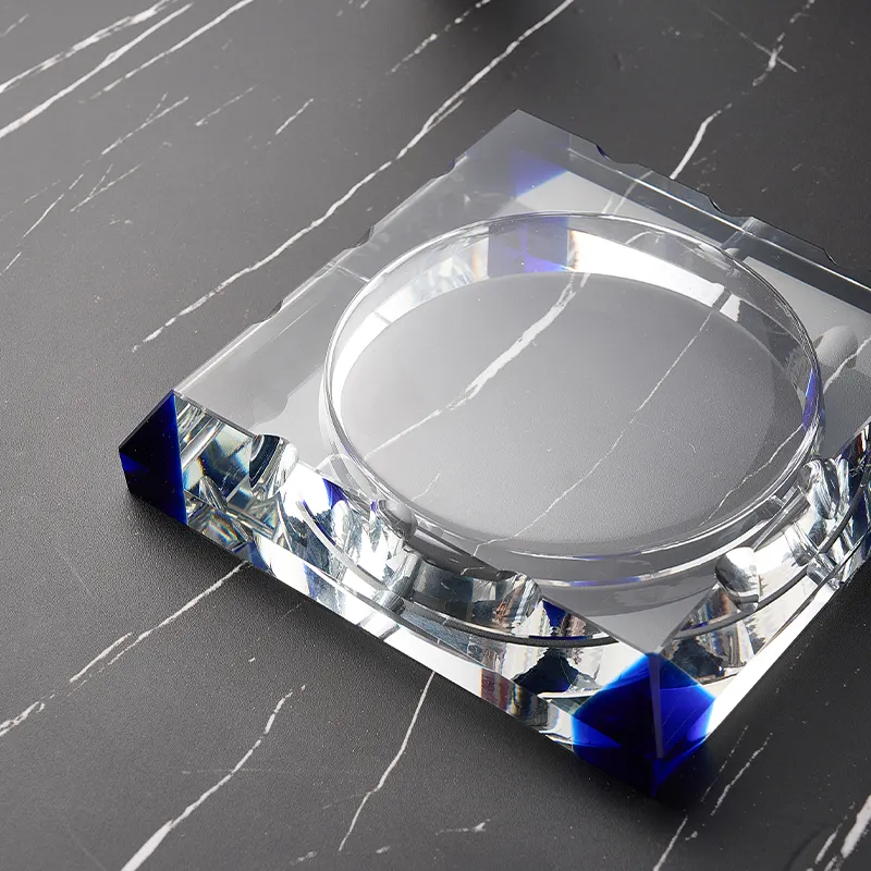 Shining hot selling customized glass ashtray Crystal Ashtray Table decoration for Home Office Hotel ashtray