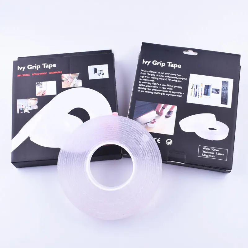 Transparent Gel Mat Tape Clear Mounting Tape Sticky Anti-Slip Gel Reusable Clear Anti Slip Gel Strips Grip Tape