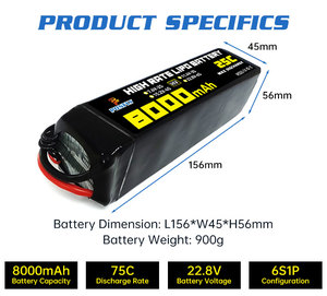 PONFLY HV 8000mAh Bateria 25C 6S 22.8V 15.2V 30.4V 8S Bateria Lipo de alta tensão 6S 8000mAh para Rc Rock Crawler - Product Image 2
