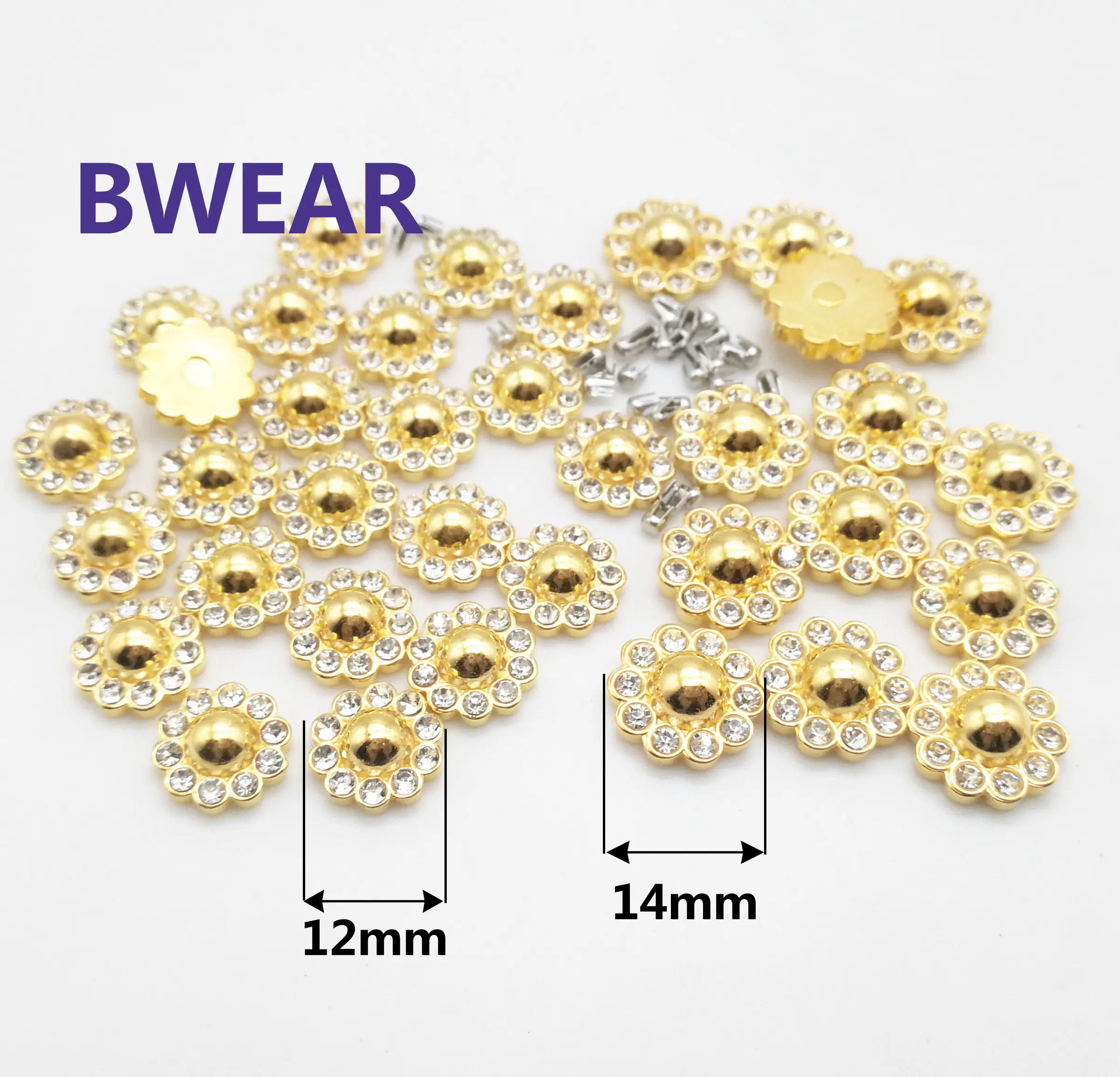 Moda Strass Couro 8mm Encrusted Cristal Ouro Pop Fantasia 2 milímetros Rebites